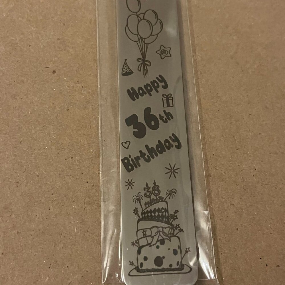 Happy 36th Birthday Stainless Steel Bookmark for Book Lover